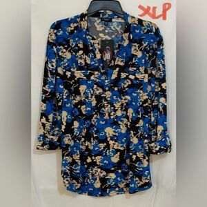 Cocomo Blue and Black Floral Blouse